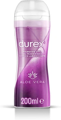 Durex Massage 2 in 1 Lubrificante Intimo E Gel a Base Acqua Con Aloe Vera, 200ml