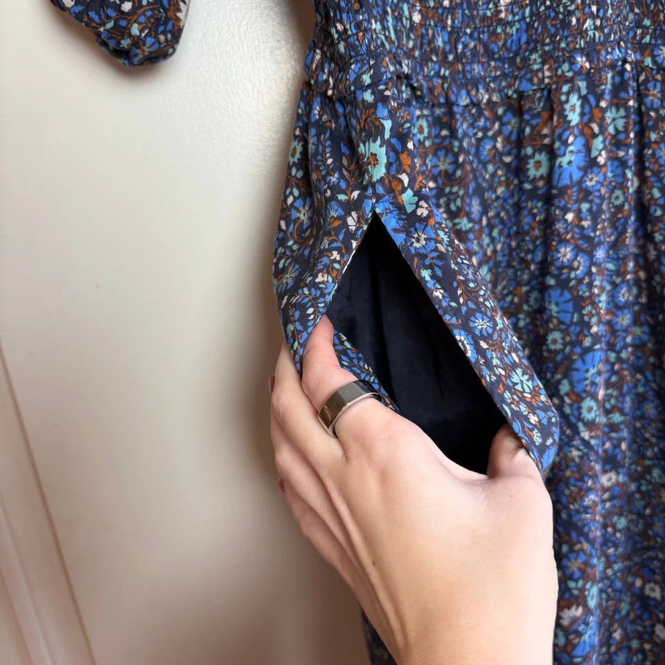 Maxi Vestido Vineyard Vines Cuello Cuadrado Estampado Floral Azul Talla S Foto 3 de 4