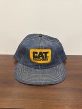 Vntg Denim Snapback Cap Cat Diesel Power Yellow Logo Patch Hat