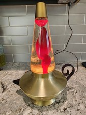 1970's VHTF Vintage ALADDIN LAVA LAMP gold black genie red works 14