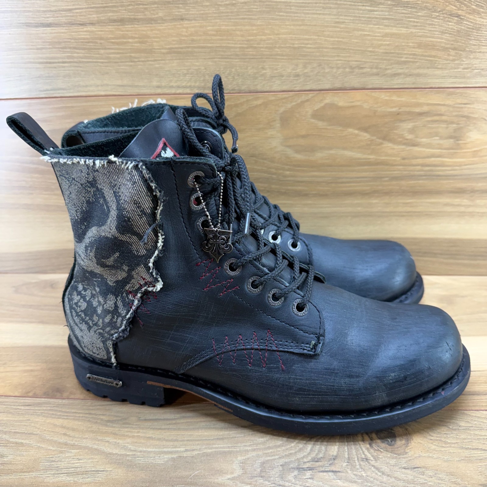 Affliction Deviant Skull Patch Combat Boots Mens … - image 1