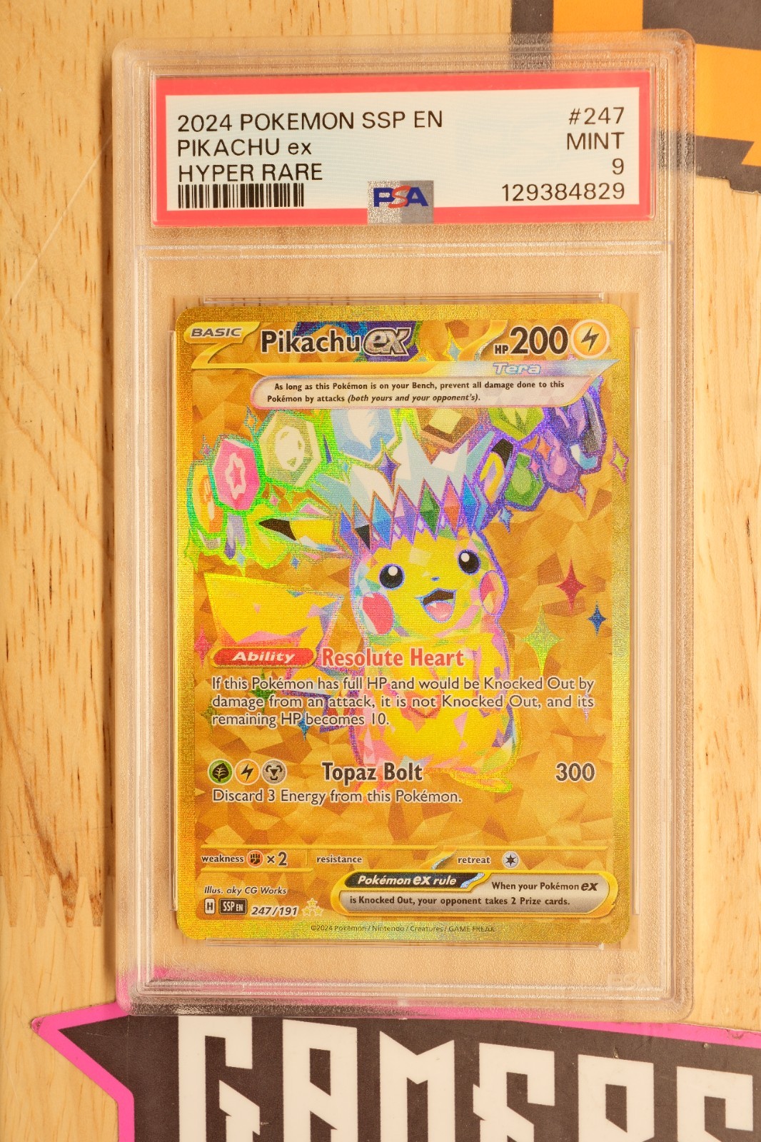 2024 POKEMON SSP EN-SURGING SPARKS HYPER RARE #247 PIKACHU EX PSA 9