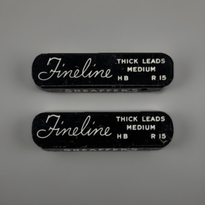 2 Sheaffer Fine Line Thick Leads Medium Tin Box W/ 54 Total Lead Sticks VTG Rare