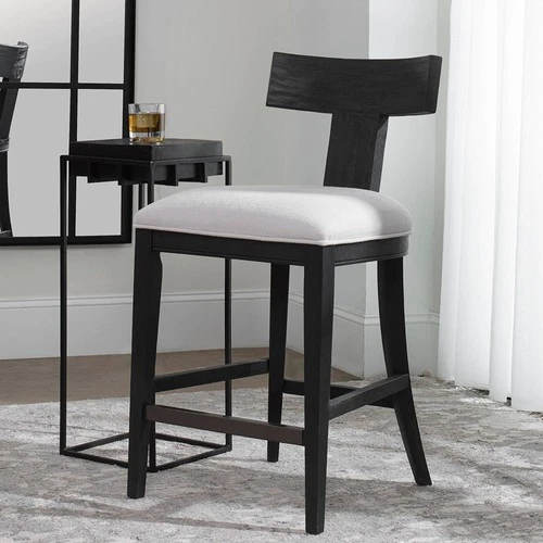 Charcoal Wood Bar Stool Black 26 1/4" High for Kitchen Counter Height Island - Picture 1 of 4