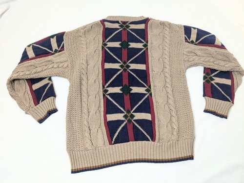 Suéter Argyle Grueso Tejido con Cable Algodón Pendleton Lobo De Colección Años 90 Para Hombre’s L - Imagen 3 de 3
