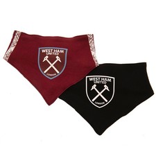 Image of West Ham United FC Baby Crest Bibs (Pack of 2)One Size Maroon/Black  TA10237