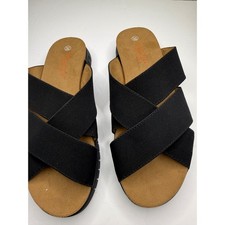 Bernie Mev New York Black Elastic Criss Cross Slide Sandals Womens Size 38