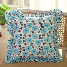 Indian Block Print Cushion, Boho Cushions, Frilly Cushion, Autumn Decor, Decor