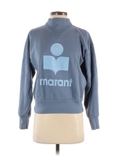 ISABEL MARANT TOILE Moby Blue Logo Cotton Blend Pull Over Sweatshirt-FR 34/US 2