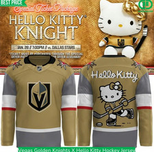 Vegas Golden Knight X Hello Kitty Hockey Jersey