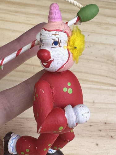 Vintage Wooden Christmas Ornament Circus Clown - Picture 6 of 8