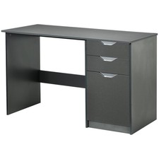 HOMCOM Computer Desk w/ Drawers Modern Writing Workstation for Home Office Grey