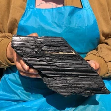 8.99LB Natural black tourmaline quartz rough mineral specimen ore Healing decor