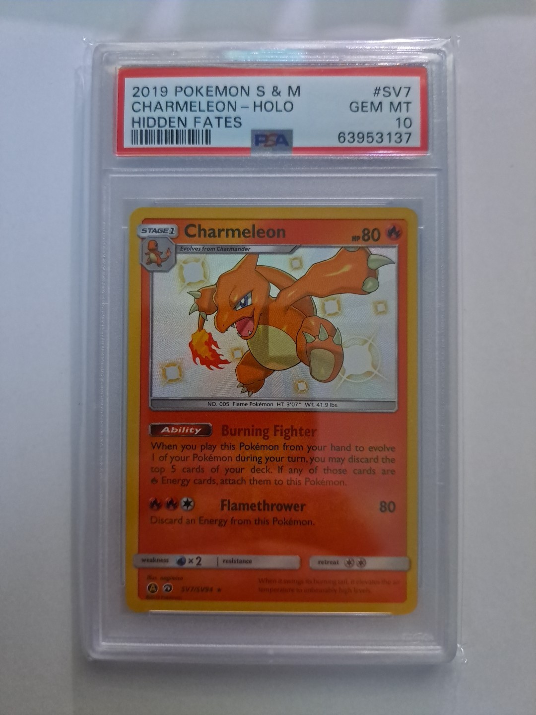 Charmeleon SV7/SV94 Hidden Fates Holo Pokemon Card PSA 10 !