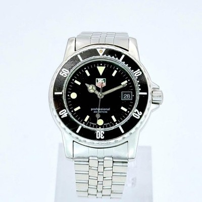 Tag Heuer 929.213G 1500 Professional Black Dial Diver Men's Watch from Japan