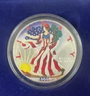 2001 AMERICAN EAGLE SILVER DOLLAR IN FULL COLOR WITH CASE AND COA