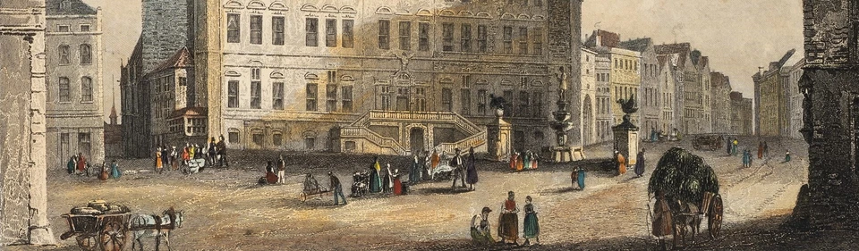 WINKLES (*1801) nach FROMMEL (*1789), Szenerie auf Marktplatz Aachen, Sst. - Bild 4 von 4