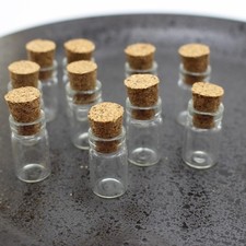 100 Mini Empty Glass Cork Bottle Pendant Vials Wish Charms Clear10X18mm 0.5ml 