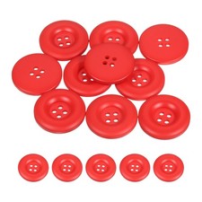 10pcs Sewing Button 28mm 4 Holes Resin Round Crafting Buttons, Red