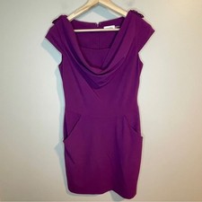 Calvin Klein cowl neck short sleeve dress purple mulberry 6