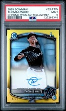 2025 BOWMAN CHROME PROSPECT AUTO YELLOW REFRACTOR #CPATW THOMAS WHITE /75 PSA 9