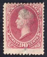 US Scott 155 Used 90c carmine Oliver Perry, w/o Grill Lot F090 bhmstamps