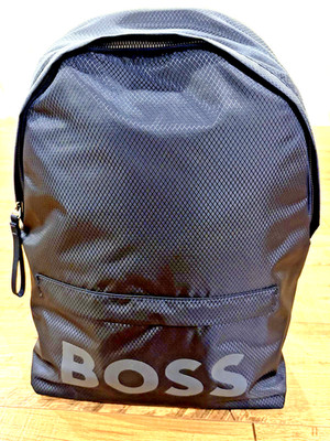 Authentic Hugo Boss Logo Pixel Navy Blue Mens Backpack Laptop Bag NWT