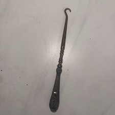 vintage shoe button hook with sterling handle As Is
