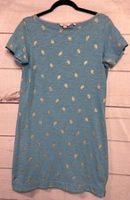 Boden Dress Blue With Gold Leaves Size 4P Lightweight Easy
