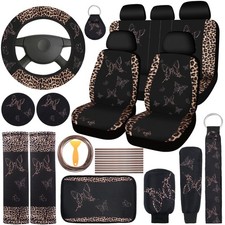 Butterfly Car Seat Cover Full Set 2 Pcs Brown Leopard Print Bbto Accessories