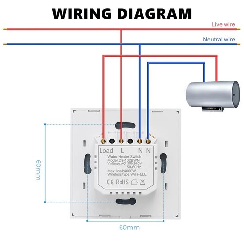 20/40A WiFi Boiler Water Heater Switch EU UK 4000W Tuya App Voice Control - Picture 11 of 19