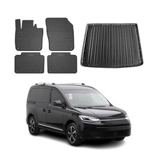 Fußmatten & Kofferraumwanne Set für VW Caddy 2020-2026 Gummi TPE Schwarz 5x