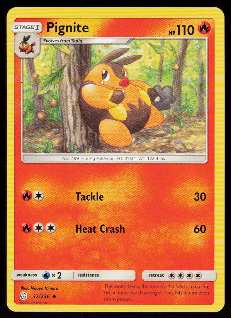 Pignite 32/236 Uncommon Cosmic Eclipse Pokemon Near Mint
