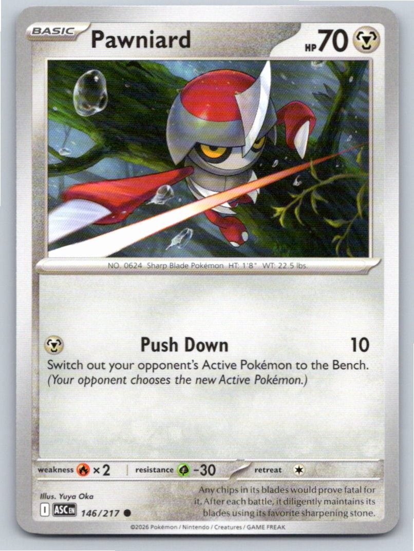 2026 POKEMON PAWNIARD ASCENDED HEROES 146/217 COMMON NM A4862 FREE S&H