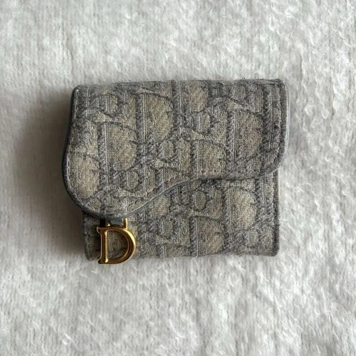 DIOR Wallet SADDLE Folding Lotus Gray From Japan RA
