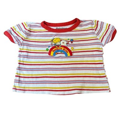 Rainbow Brite Graphic T-Shirt Kids Multi-Color Striped Retro Cotton SIZE 8