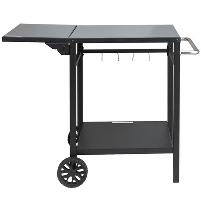 Outdoor Grill Dining Cart with Double-Shelf, BBQ Movable Food Prep Table, Multif