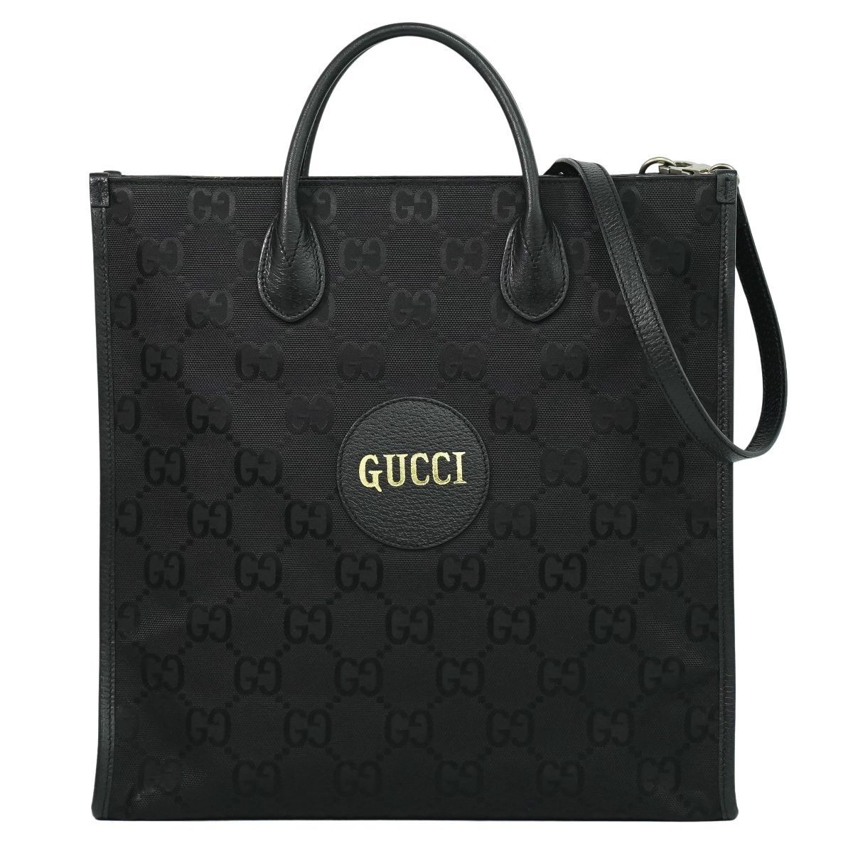 GUCCI the grid GG Nylon 2 way Shoulder Bag Tote Black 414801