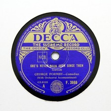GEORGE FORMBY "She's Never Been Seen Since Then" 1933 (E+) DECCA F-3666 [78 RPM]