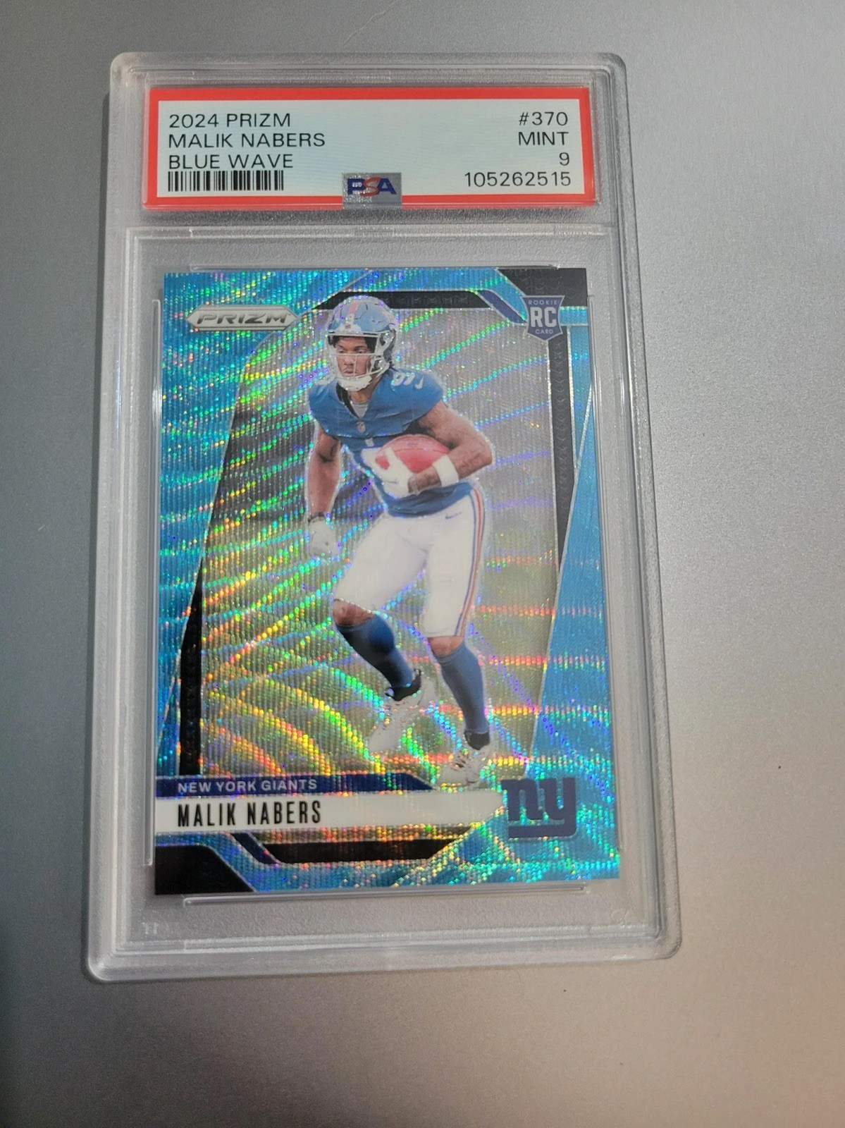 2024 Panini Prizm #370 Malik Nabers /230 Rookie RC Blue Wave PSA 9