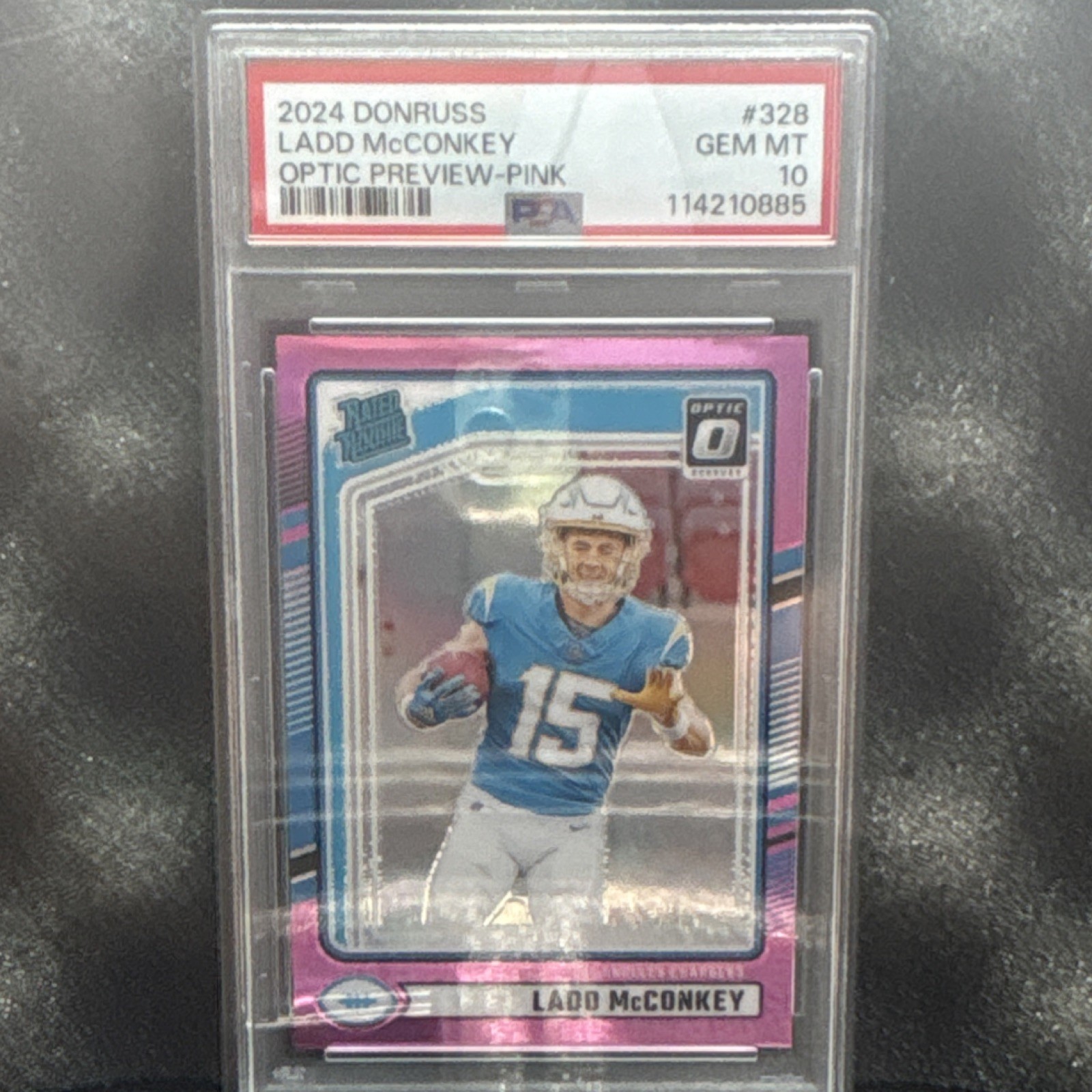 Ladd McConkey Panini Donruss #328 Optic Preview-Pink