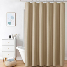 Extra Long Taupe Shower Curtain 72 X 96 Inch, 3D Embossed Texture Fabric Bathroo