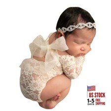 Baby Photography Props Outfit Lace Rompers Newborn Girl Photo Shoot White