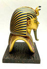Vintage Egyptian Tutankhamun Death Mask Bust Gold Finish on Wood Base Egypt  — photo 2