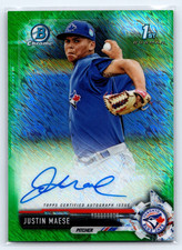 2017 Bowman Chrome Green Refractor Auto #CPA-JM Justin Maese Blue Jays 59/99