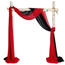 2 Panels Chiffon Fabric Drapery Wedding Arch Drapes, Party Backdrop Curtain P...