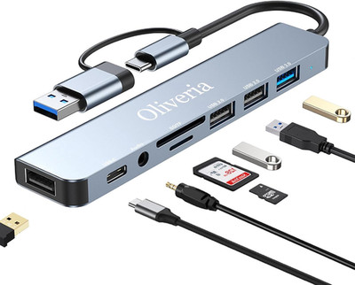 USB C Hub 3.0, 8 in 2 USB Hub 3.0 Multiport Adapter Mit SD&TF Kartenleser, USB 3