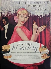 1962 Max Factor Hi- Society compacts case lipstick cosmetics  vintage Ad 