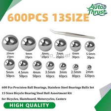 Assorted Stainless Steel Loose Bic ,600 Pcs Metric Precision Steel Bearing Balls