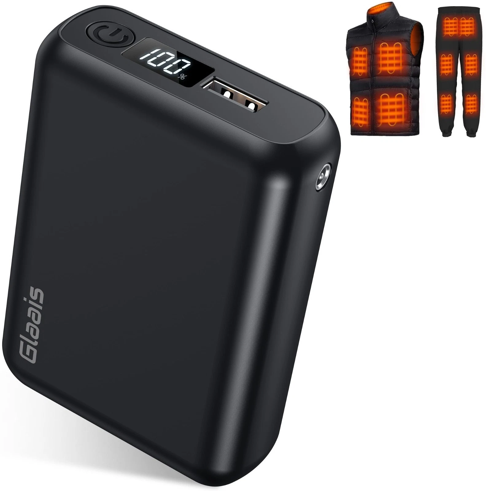 Heated Vest Battery Pack 18400mAh 5V/7.4V Rechargeable Power Bank with LED Indic image 2